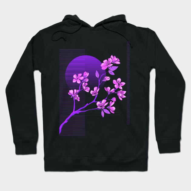 Vaporwave Aesthetic Synthwave Sunset Cherry Blossoms Sakura Hoodie by Sassee Designs